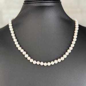 18-Inch White Cultured Freshwater Pearl Necklace – 6-7mm Round Pearls with Sterling Silver Fishhook Clasp