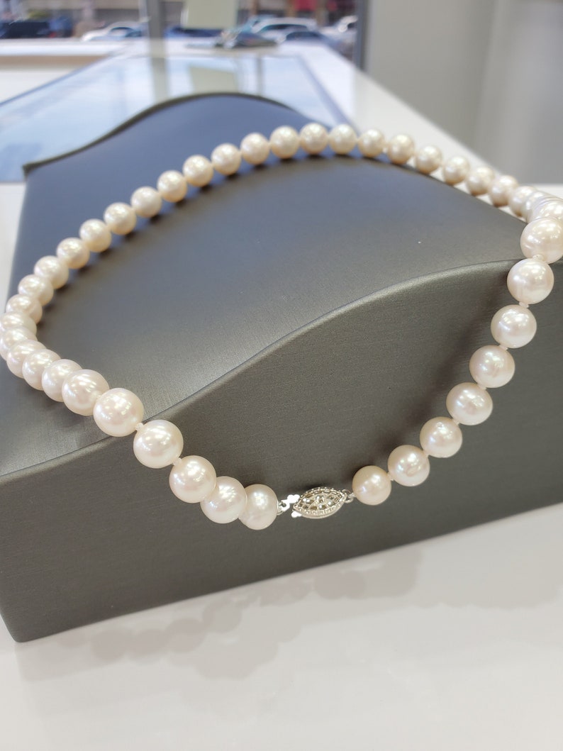 White Single Strand Pearl Necklace Genuine Freshwater - Etsy