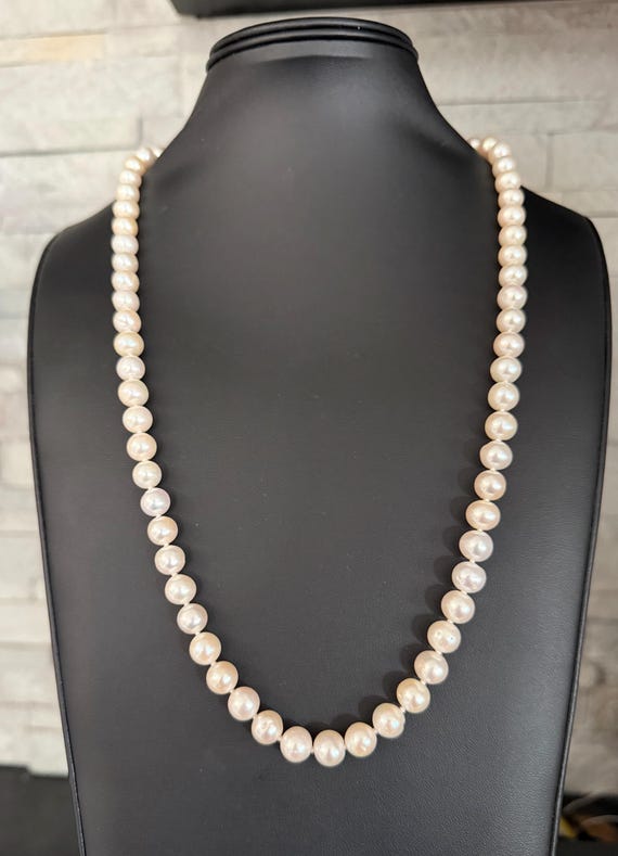 349】本真珠 パール SILVER シルバー ネックレス 長さ約46cm 約5.9mm〜約