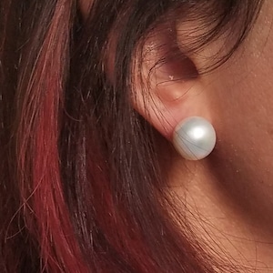 Genuine Cultured Freshwater Pearl Earrings Sterling Silver 12.5mm White Pearl Stud Earrings - Bridal Jewelry Bridesmaid Gift