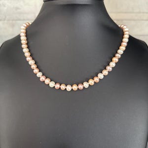 Multicolored Freshwater Pearl Necklace – 7-7.5mm , 18” Strand, Hand-Knotted, Sterling Silver Clasp