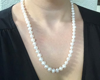 Cultured Freshwater Three Strand White Bridal Pearl Necklace | Etsy