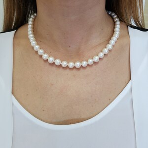 Cultured Pearl Bridal Necklace Sterling Silver Clasp 17&quot; Victorian Pearl Necklace Wedding Jewelry