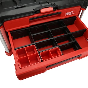 Contenitore personalizzabile Milwaukee PACKOUT a 4 e 3 cassetti a profondità multipla