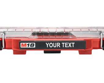 Organizador de perfil bajo Milwaukee PACKOUT de 11 compartimentos (48-22-8431) con etiqueta personalizada