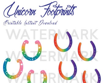 Unicorn Rainbow Printable Footprints Instant Download