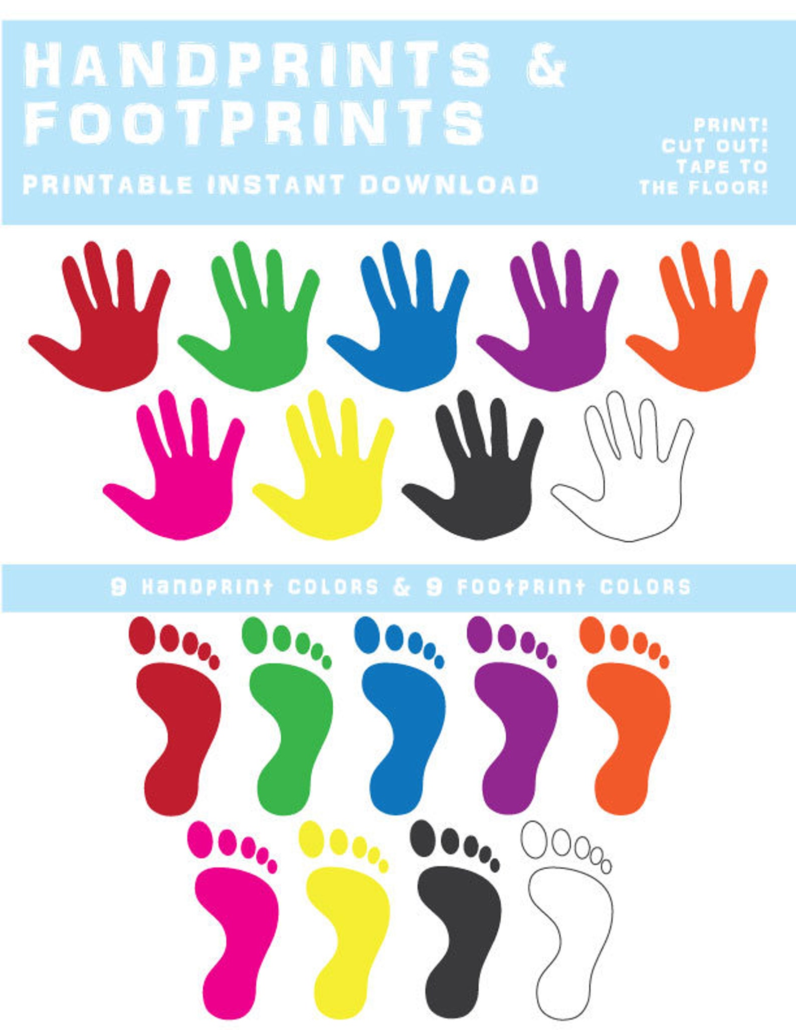 Hand Print and Footprint Printable Instant Download Etsy