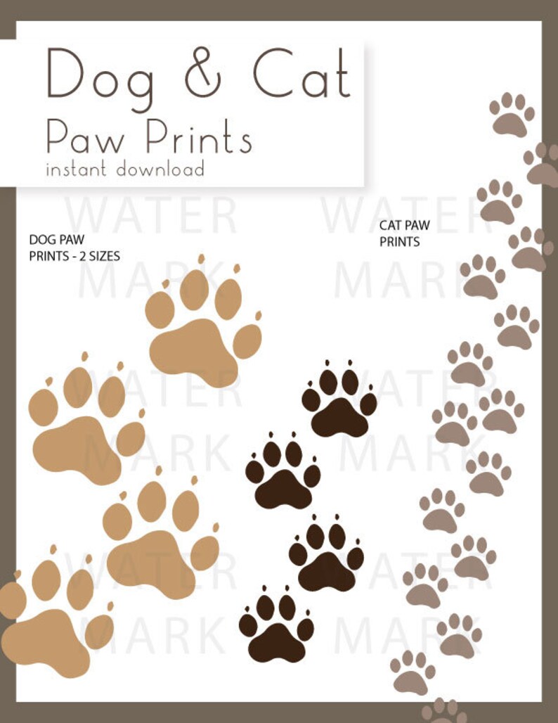 Dog and Cat Printable Footprints Instant Download Etsy