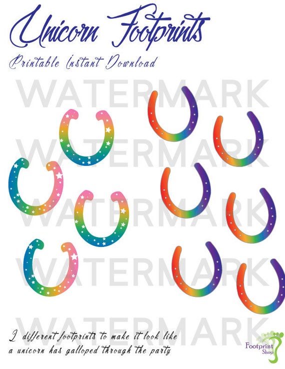 Unicorn Rainbow Printable Footprints Instant Download | Etsy