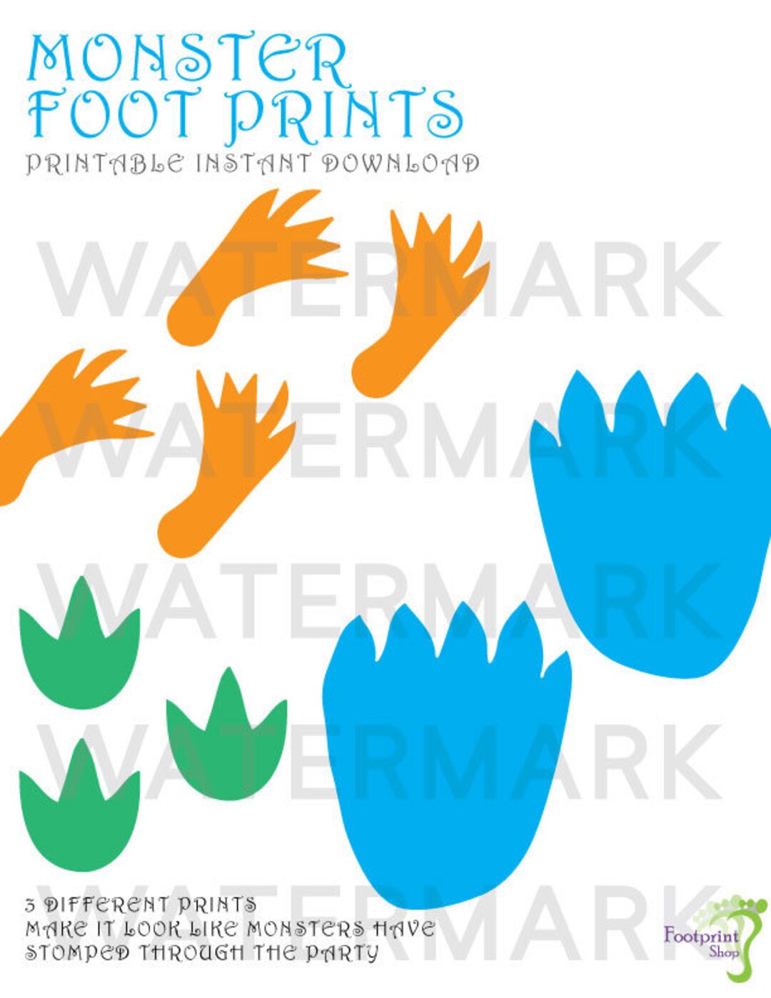 Monster Printable Footprints Instant Download - Etsy