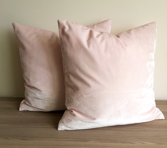 Launch SALE Pink Ivory Velvet Pillow Blush Throw Pillow, Solid Blush Pillow