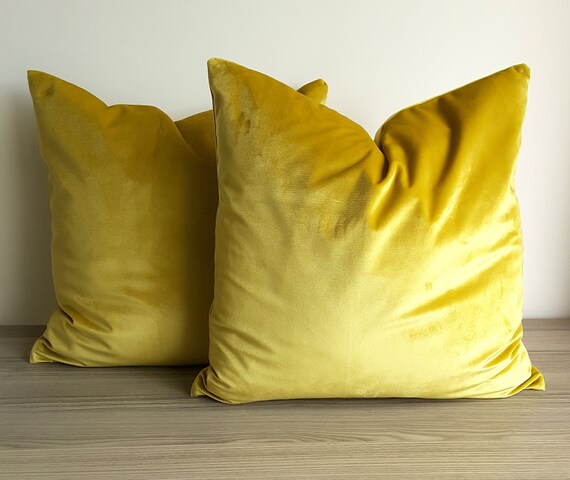 mustard velvet pillow