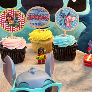 Birthday Party Cupcake Toppers - Disney&#39;s Lilo and Stitch - PDF file - Digital Download