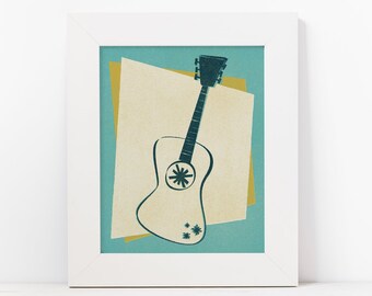 Groovy Atomic Guitar Art Print