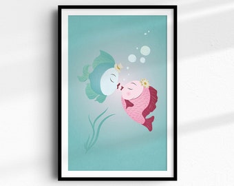 Retro Chalkware Inspired Lover Fish - Physical Art Print