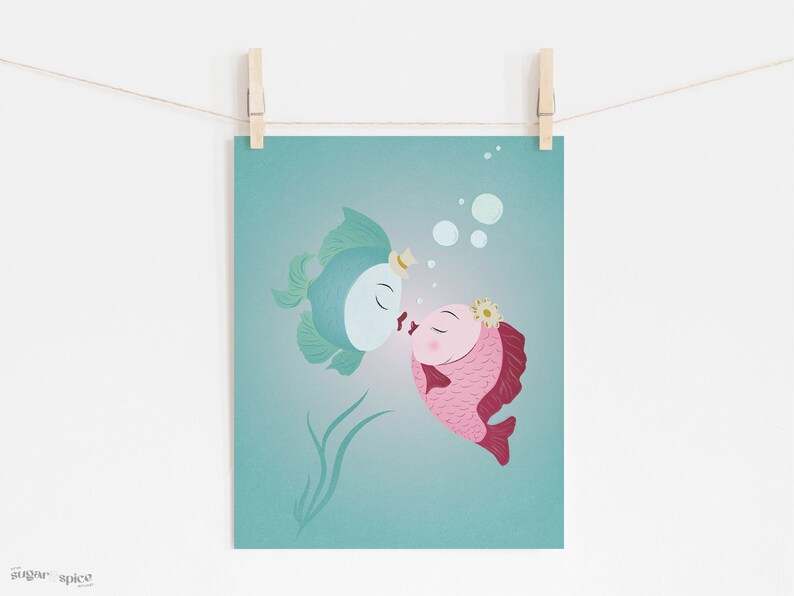 Retro Chalkware Inspired Lover Fish Physical Art Print image 2