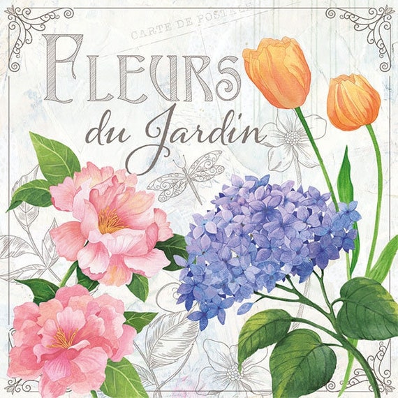 French Shabby Chateau Floral Garden 3 Ply Printed Napkin For Etsy French Shabby Chateau Floral Garden 3 Ply Printed Napkin For Etsy
