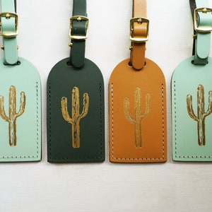 Cactus Luggage Tags Wedding Favors - Unique Bridesmaid Gift for Bachelorette Party Bridal Shower - Premium Bonded Leather