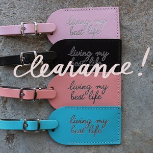 Sale! Luggage Tags Bridesmaid Gift  - Living my Best Life! Favor for Proposal Boxes - Bridal Shower Wedding Favors - Bonded Leather Favours