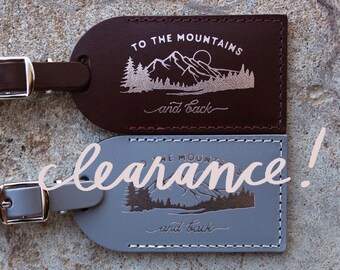 Sale! Mountains Rustic Wedding Favors Luggage Tags - To the Mountains and Back | Bonded Leather Gift Bridal Shower Favors | Bag Tags