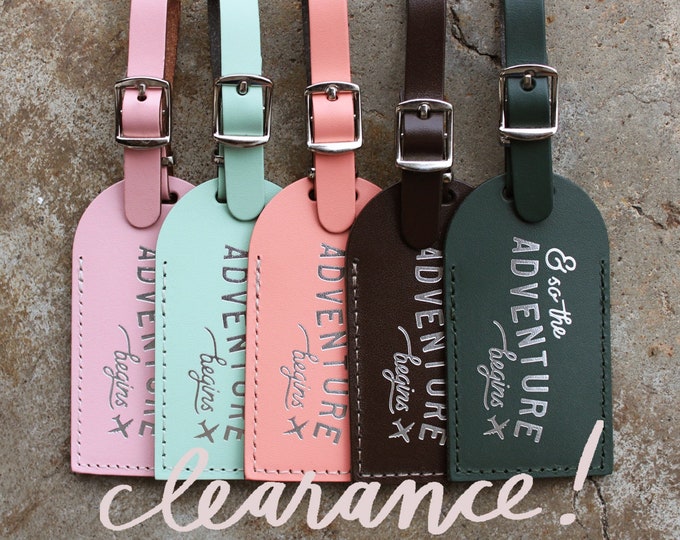Sale Luggage Tags Wedding Favors and so the Adventure Begins, Bonded