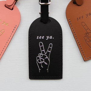 Luggage Tags Bridesmaid Gift Bonded Leather Wedding Favors Bridal Shower Bachelorette Party Peace image 1