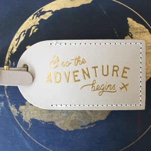 Luggage Tags Wedding Favors And So the Adventure Begins, Bonded leather Bridesmaid Gift or Bachelorette Party, Wedding Favours for guests image 2