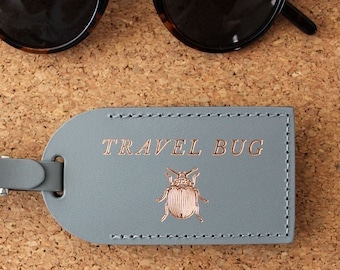 Luggage Tags Wedding Favors or Bridesmaid Gift - Travel Bug - Bridal Party Shower | Bachelorette Gift for Her - Travel Wanderlust Leather