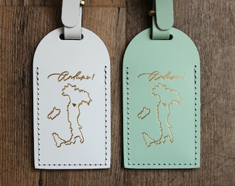 Italy Luggage Tag Wedding Favors | Bonded Leather Italian Olive Branch Bridesmaid Gifts | Love is a Journey - Adventure Awaits - Wanderlust