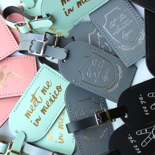 Last Name Couple Identification Tag Genuine Leather, Leather Luggage Tags Wedding Favor Bags & Purses Luggage & Travel Luggage Tags Bulk Wholesale Wedding Favor Gifts 