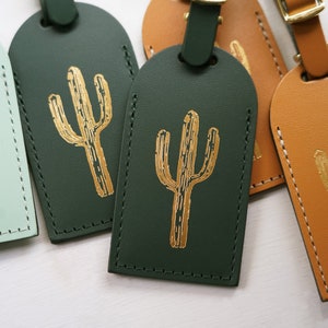 Cactus Luggage Tags Wedding Favors Unique Bridesmaid Gift for Bachelorette Party Bridal Shower Premium Bonded Leather image 2