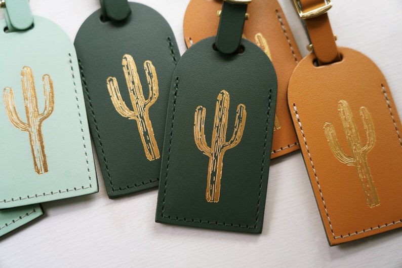 Cactus Luggage Tags Wedding Favors Unique Bridesmaid Gift for Bachelorette Party Bridal Shower Premium Bonded Leather image 2