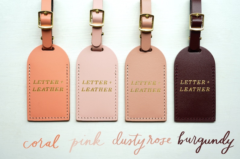 Luggage Tags Bridesmaid Gift Bonded Leather Wedding Favors Bridal Shower Bachelorette Party Peace image 3