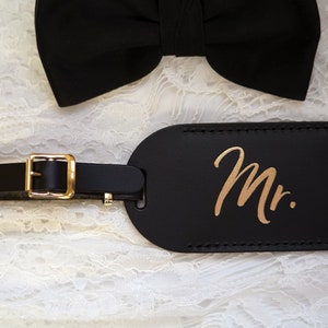 Wedding Gift Luggage Tags Mr and Mrs Couples Gift Unique Just Married Honeymoon Travel Gifts for Couple, Bonded Leather Travel Gift image 5