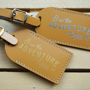 Luggage Tags Wedding Favors Camel And So the Adventure Begins, Bonded leather Bridesmaid Gift or Bachelorette Party, Wedding Favours Camel w/ Silver