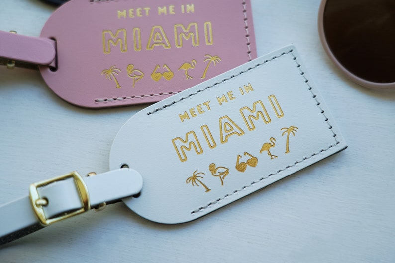 Miami Bridesmaid Gift Luggage Tags for Proposal Box Bachelorette Party or Bridal Shower Favours Travel Gift Save the Date image 2