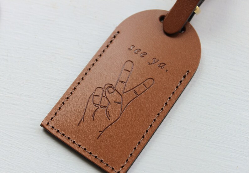 Luggage Tags Bridesmaid Gift Bonded Leather Wedding Favors Bridal Shower Bachelorette Party Peace image 2