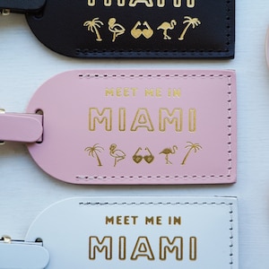 Miami Bridesmaid Gift Luggage Tags for Proposal Box Bachelorette Party or Bridal Shower Favours Travel Gift Save the Date image 1