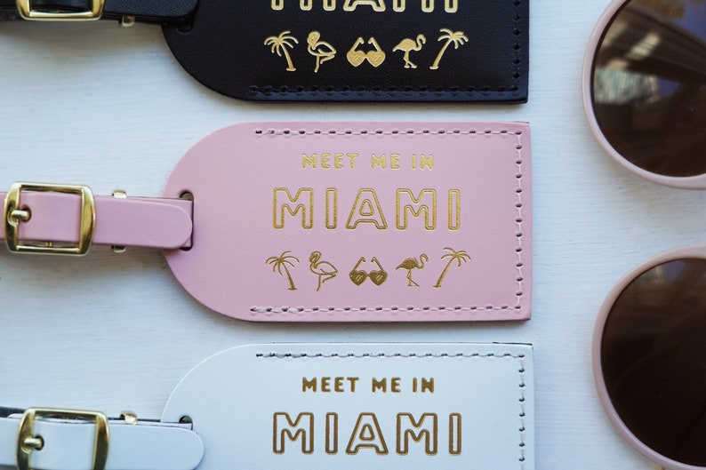 Miami Bridesmaid Gift Luggage Tags for Proposal Box Bachelorette Party or Bridal Shower Favours Travel Gift Save the Date image 1