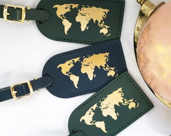 World Map Luggage Tags Wedding Favors - Travel Gifts, Bridesmaid Gift, Bridal Shower Favors | Adventure Begins Wanderlust Destination