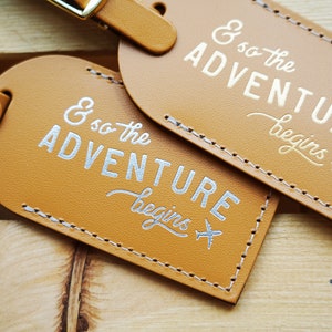 Luggage Tags Wedding Favors Camel And So the Adventure Begins, Bonded leather Bridesmaid Gift or Bachelorette Party, Wedding Favours image 4