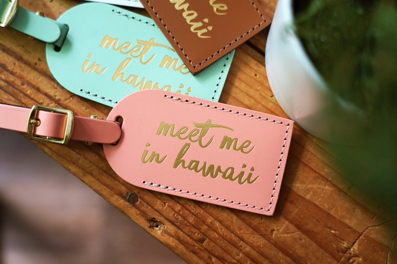 Meet Me in Hawaii Luggage Tags Wedding Favors Aloha Tropical Etsy