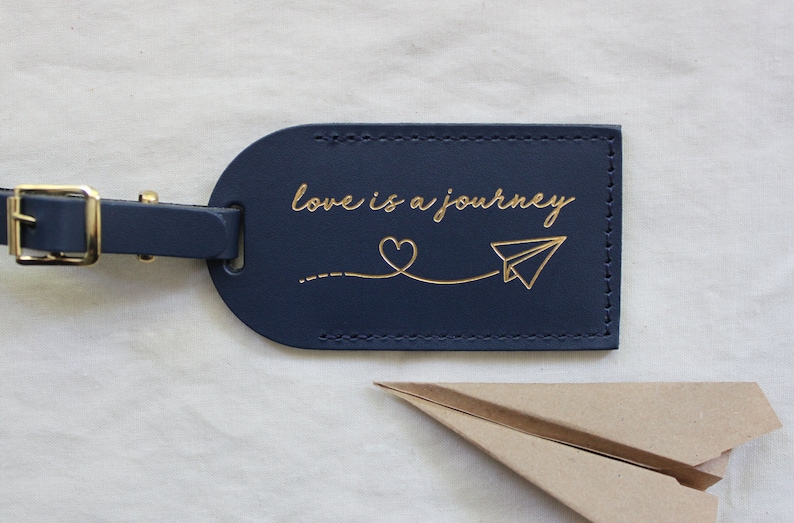 Wedding Favors Luggage Tags Love is a Journey Bridesmaid Gift Bridal Shower Favor, Bachelorette Party Bonded Leather Unique Gifts image 2