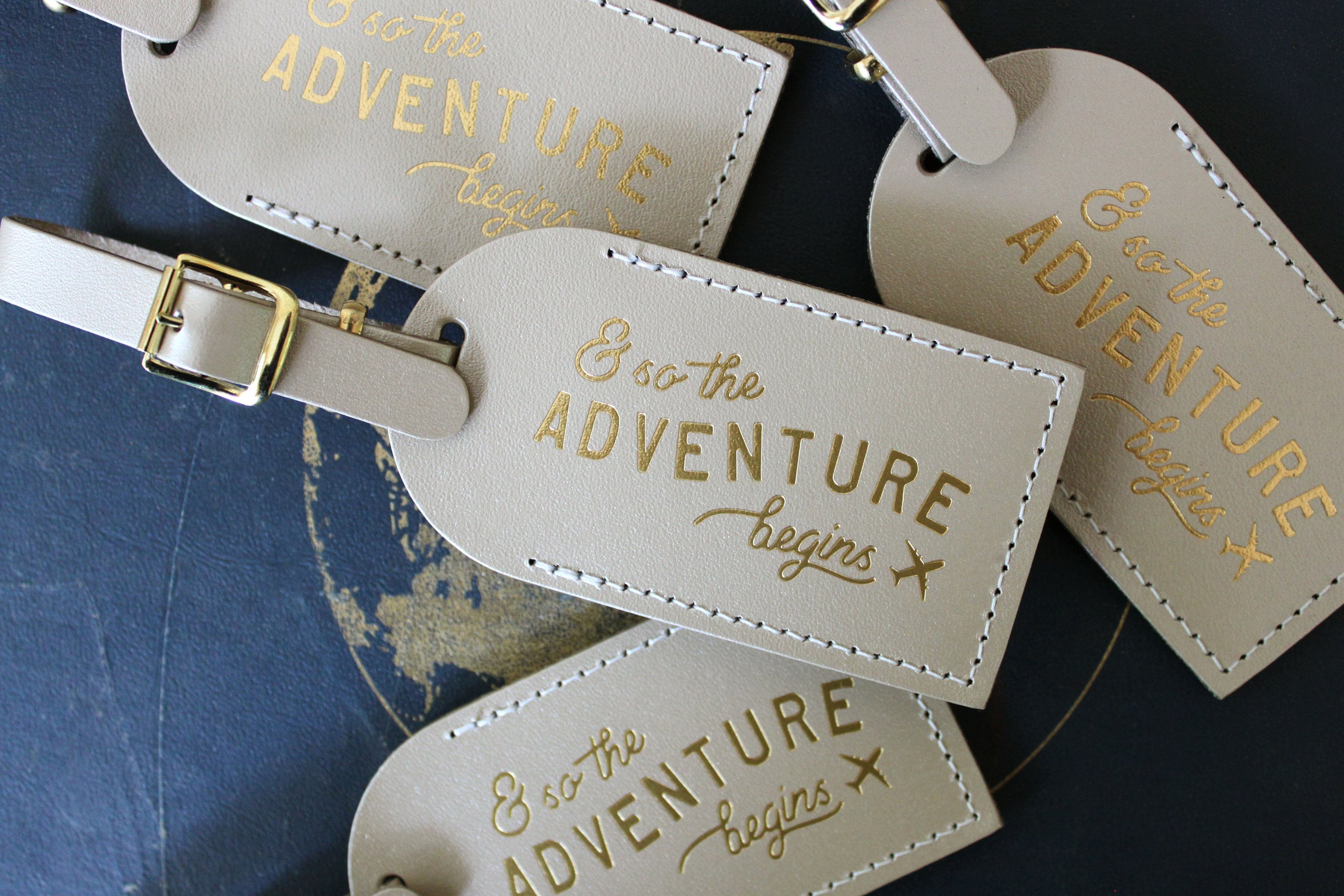 Bulk Wedding Favors Luggage Tags Unique Gifts, Bridesmaid Gift, Save the Date, or Bridal Party Shower - And So the Adventure Begins Travel