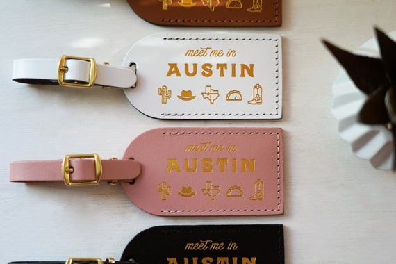 Austin Texas Bridesmaid Gift Luggage Tags for Proposal Box | Bachelorette Party or Bridal Shower Favours - Travel Gift Save the Date