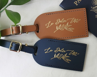 Olive Branch Italy Luggage Tag Wedding Favors - Bridesmaid Gift Bachelorette Party Bridal Shower Favors - Bonded Leather Italian Wedding