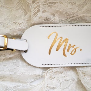 Wedding Gift Luggage Tags Mr and Mrs Couples Gift Unique Just Married Honeymoon Travel Gifts for Couple, Bonded Leather Travel Gift image 6