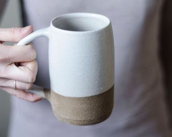 Ceramic Mug, Modern Mug, Pottery Mug, Ceramic Beer Stein, Housewarming Gift, Coffee Gift, Beer Gift, Husband Gift, Handmade Mug, White Mug