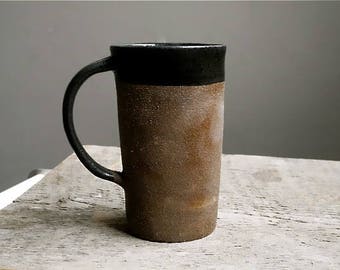 Handmade Ceramic Mug, Valentines Day Gift For Him, For Her, Coffee Mug, Ships Now, Pottery Mug, Foodie Gift, Gifts, Beer Stein, Black Mug