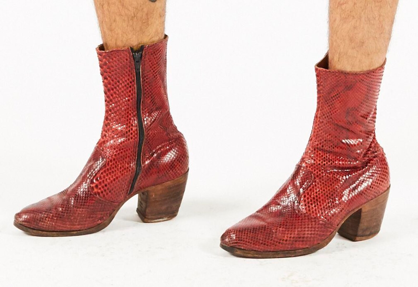 mens red snakeskin boots